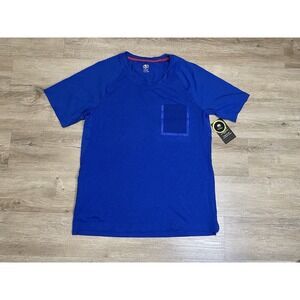 NWT Athletic Works Pockets Jacquard Tee Mens Size M Blue Running Athletic Shirt